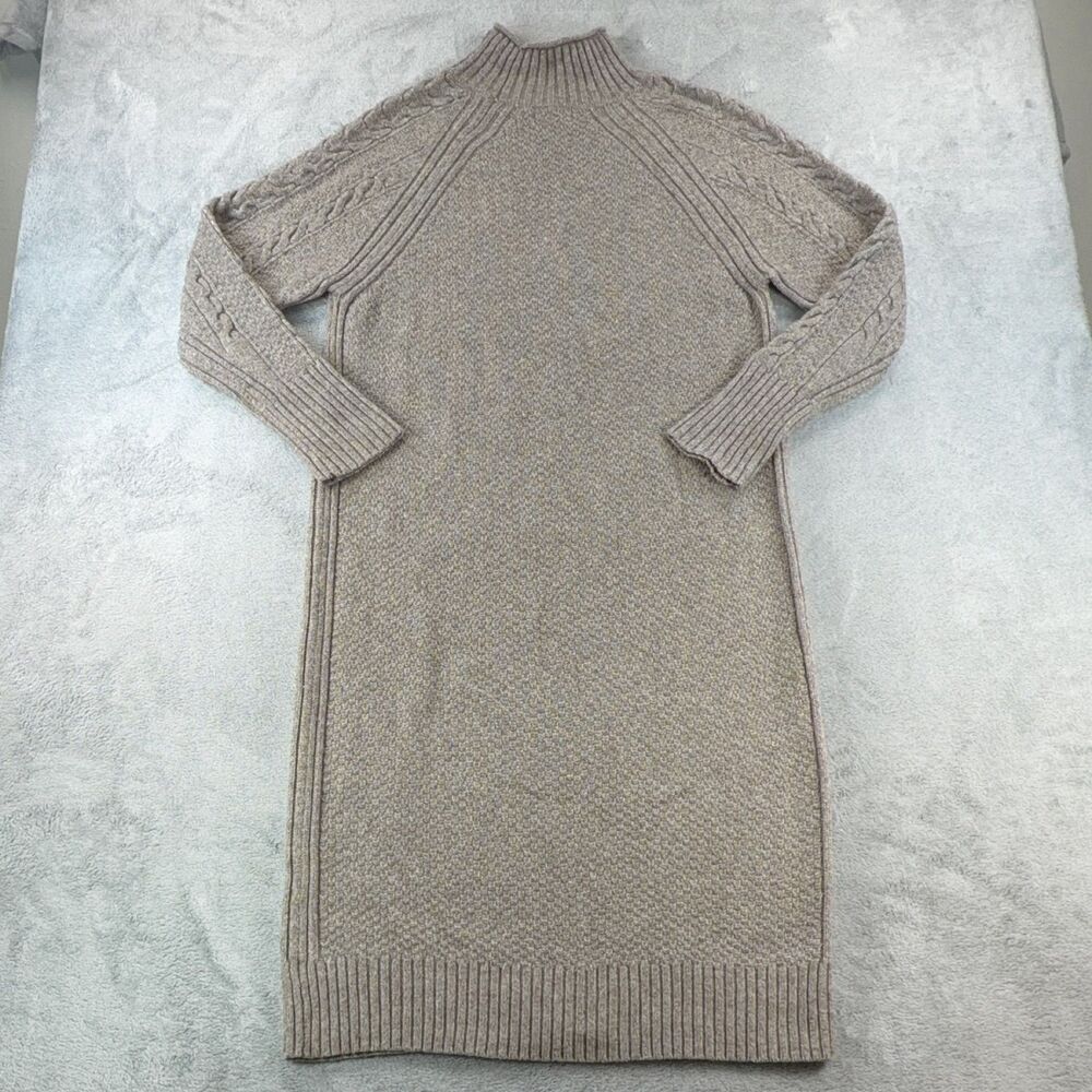 Universal Thread Mock Neck Sweater Dress Womens L Beige Knit - Picture 2 of 8